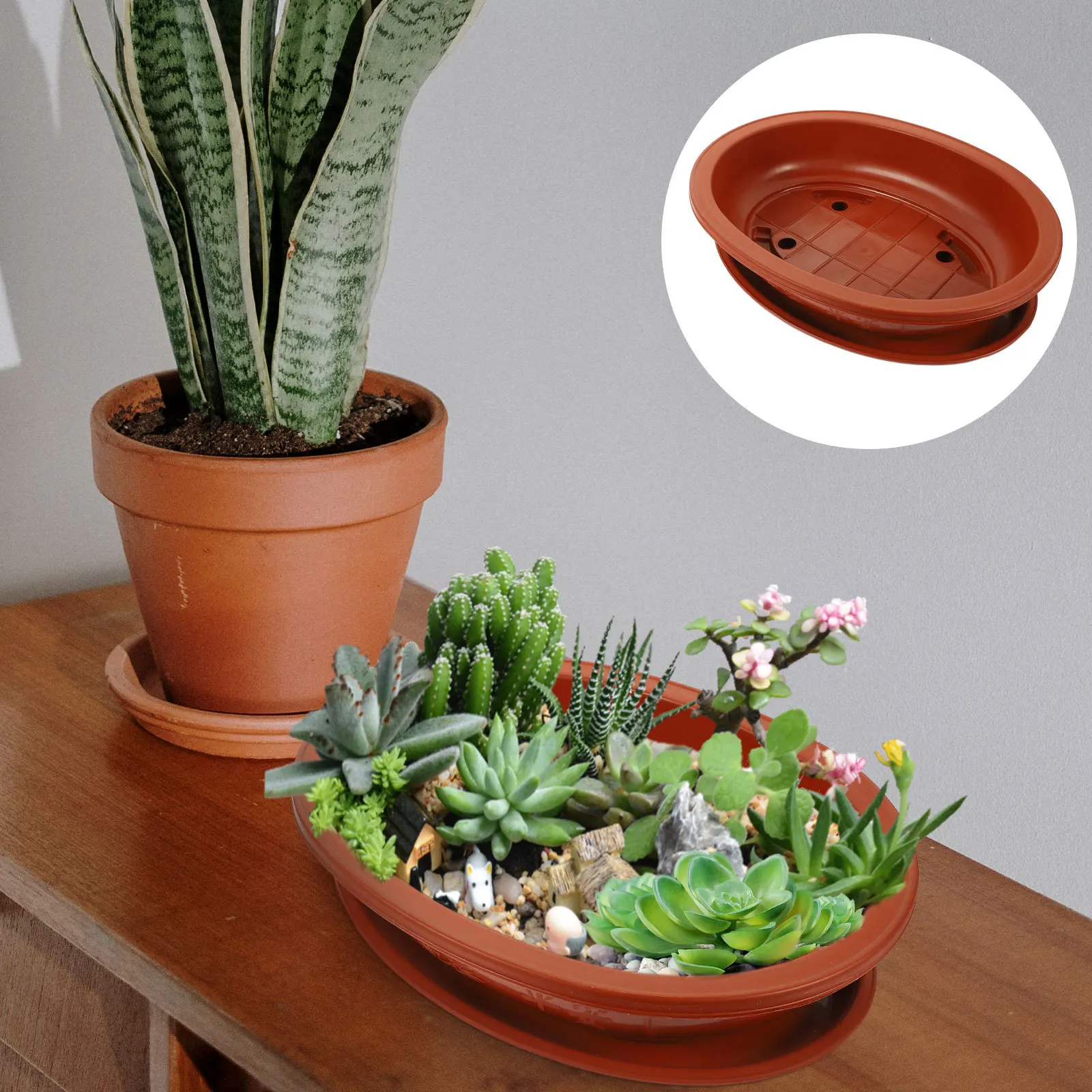 

1Set Oval Plastic Flower Pot High Capacity Household Bonsai Planter Garden Plant Container for Indoor Outdoor Use