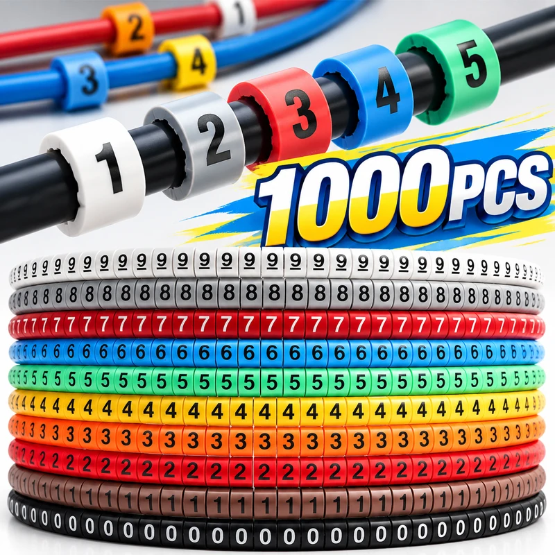 Wholesale Cable Marker Wire Label 0 To 9 Colored Insulation PVC Cable Label Electrical Wire Number Marker Tube Accessories
