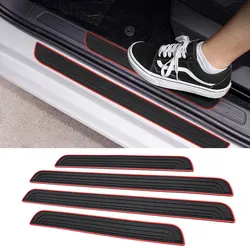 4pcs Rubber Car Door Sill Scuff Covers Black Door Panel Guards Protector Trim Anti-scratch Exterior Parts Car Decor Accessories