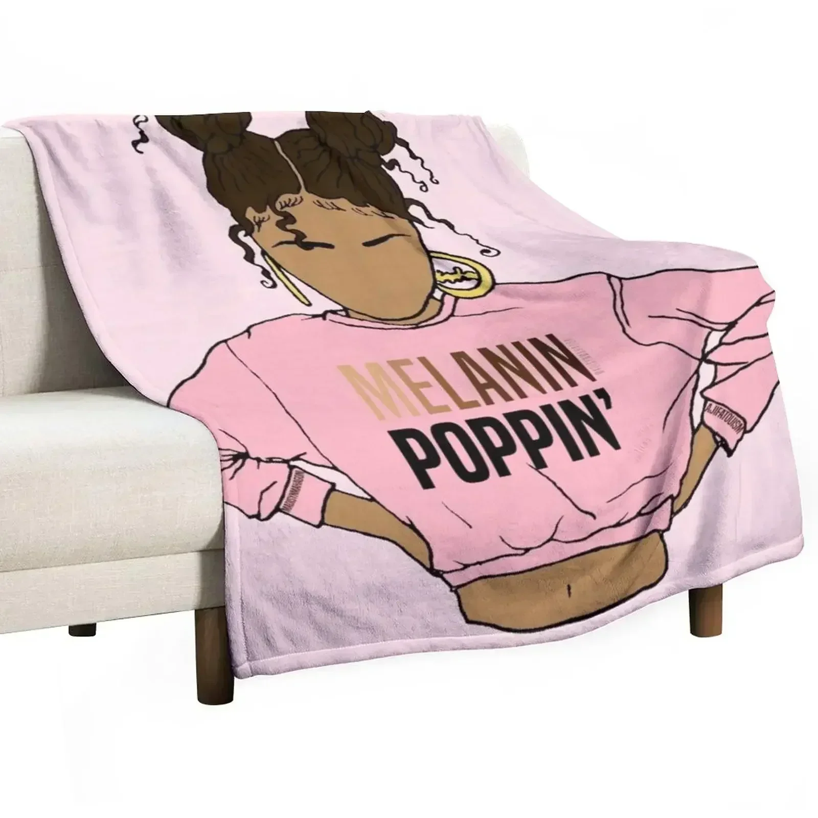 

2BUNZ (MELANIN POPPIN') ABA Throw Blanket Compact Warm Blanket for Car Road Trip