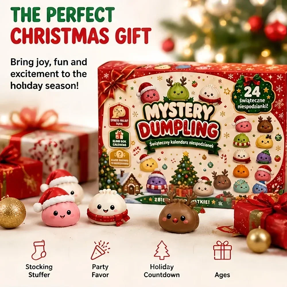2026 Christmas Squishies Advent Calendar  24 Days Countdown Dumpling Squishy Toys Slow Rising Squeeze Fidget Sensory Decor Gift