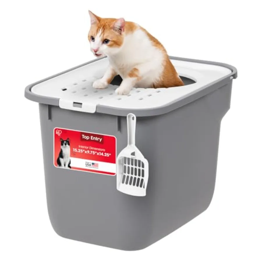 

Cat Litter Box Large with Lid, Enclosed Litter Box with Litter Catching Lid and Scoop, Covered Cat Litter Box Enclosure for Pri