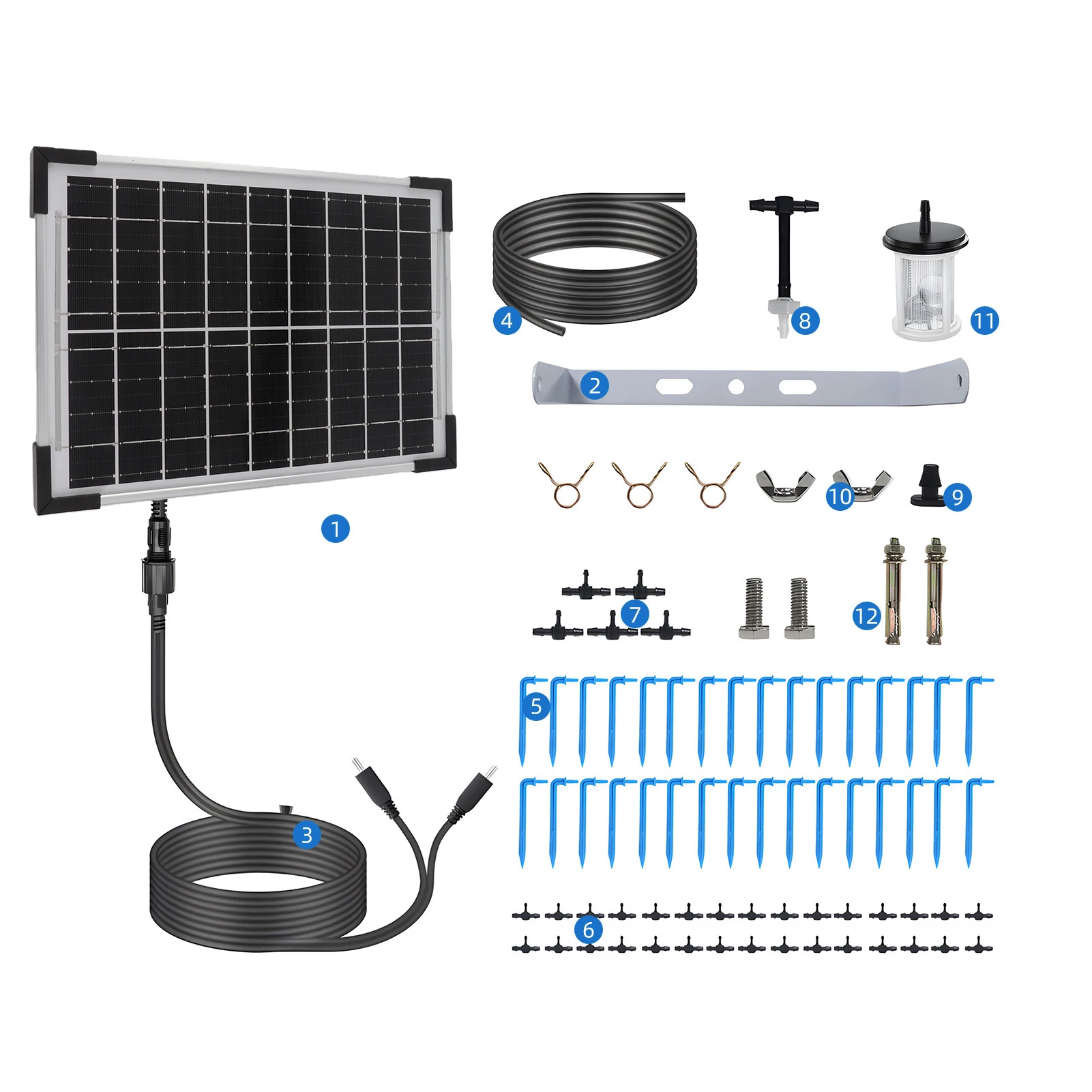 Solar Auto Drip Irrigation System Solar Powered Drip Irrigation Kit Built-in 2200mAh Battery Supported 30 Pots 7 Timer Modes