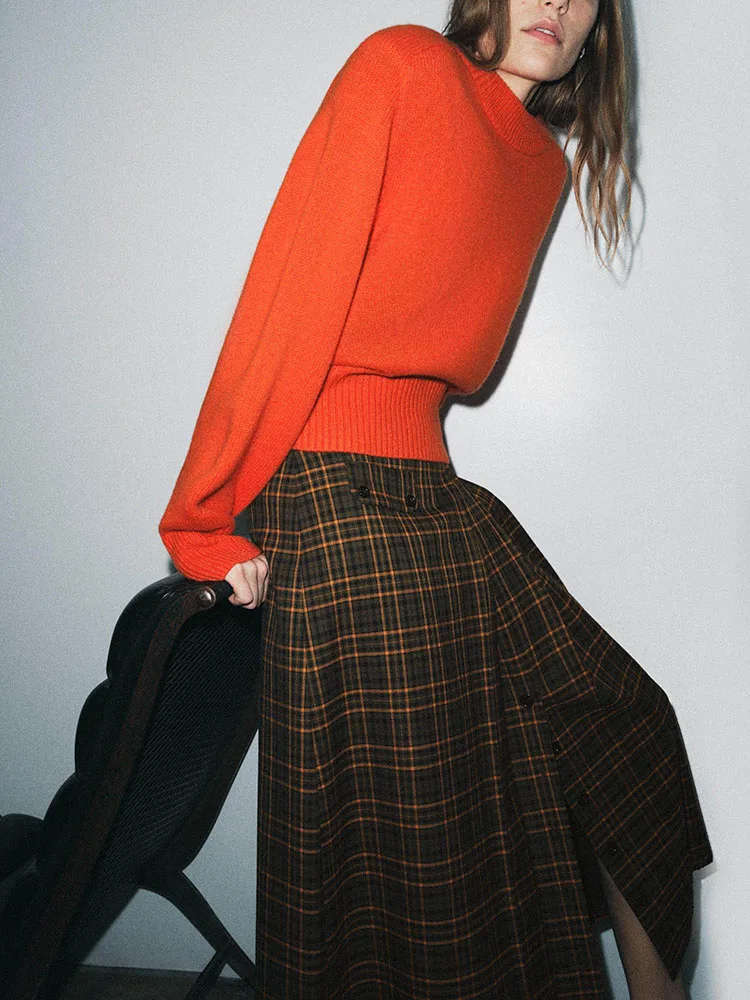 

High Waist Plaid Midi Skirt Spring Collection Versatile New Arrival Elite Sle Women's Faion Ethnic Stage Costume