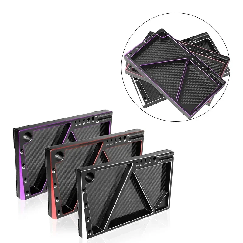 Carbon Fiber Metal Multifunction Screw Tray Nut Gasket Storage Tool Organizer for RC Car Boat Airplane Model HSP RC Car