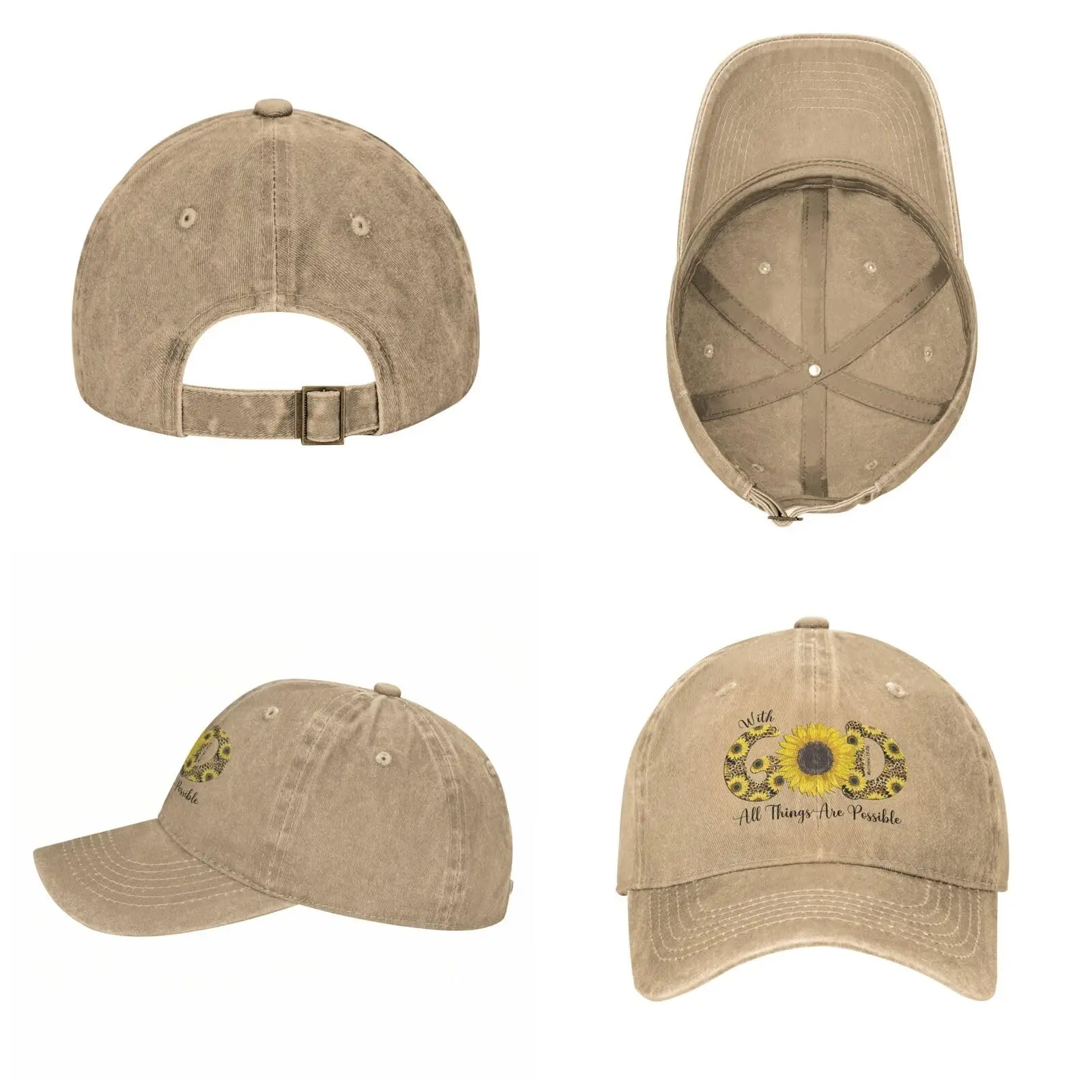 God Christian Sunflower Baseball Cap Golf Dad Hat Adjustable Original Classic Low Profile Cotton Hat Men Women