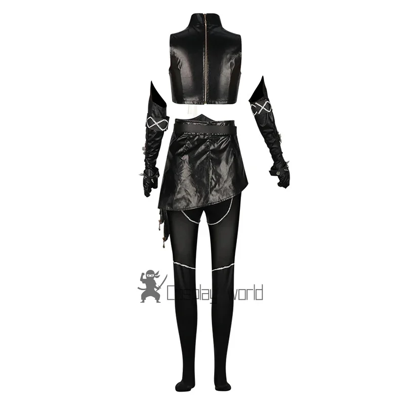 Kpop Demons Hunters Rumi Zoey Mira Cosplay Costume Black PU Leather Battle Suit Women Tops Pants Gloves Set Party Halloween