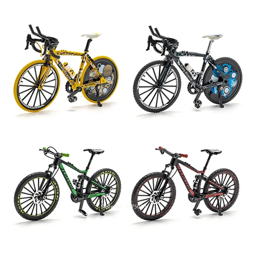 1:8 Mountain Bicycle Cars Alloy Toys Diecast Models Rubber Tires Bicycles Wheel Steering Graffiti Road Bikes Best Gifts for Boys