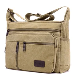 Canvas High-Capacity Shoulder Bag New Leisure Travel Multi-Layer Men's Business Bag, Crossbody Bag