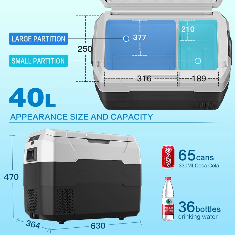 WAYCOOL AXR40 40L تيار مستمر تيار متردد ثلاجة سيارة ثلاجة صغيرة 12 فولت ضاغط محمول الفريزر لسيارة التخييم