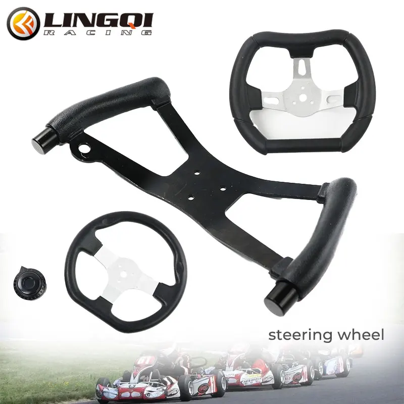 LINGQI RACING 240mm-350mm Go Kart Steering Wheel With Cap Universal Off Road Riding Go Kart Dune Buggy ATV Lawn Mower Parts