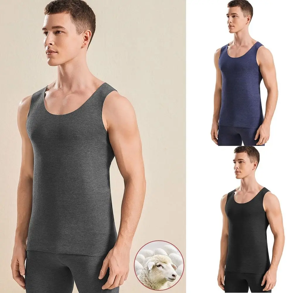 Men Round Neck Double-sided Warm Vest Bottoming Shirt Underwear Winter Thermal Underwear