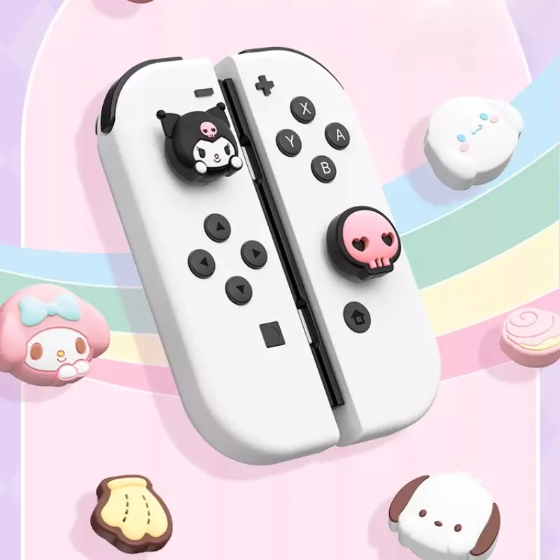 4 tapas de agarre de pulgar de silicona lindas compatibles con Nintendo Switch/OLED/Lite Joy Con