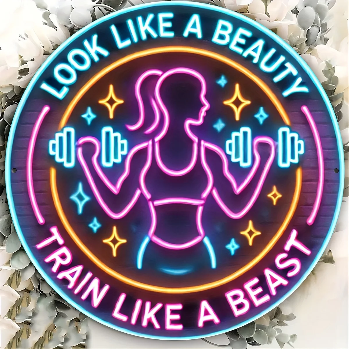 Home Gym Neon Sign - لافتة معدنية عالية الدقة بتصميم 