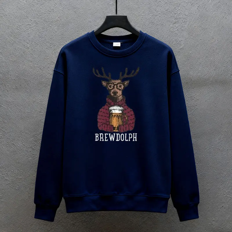 مضحك البيرة عاشق عيد الميلاد هوديي الرنة عطلة حزب Crewneck البلوز شرب قميص للرجال الخريف والشتاء السترة