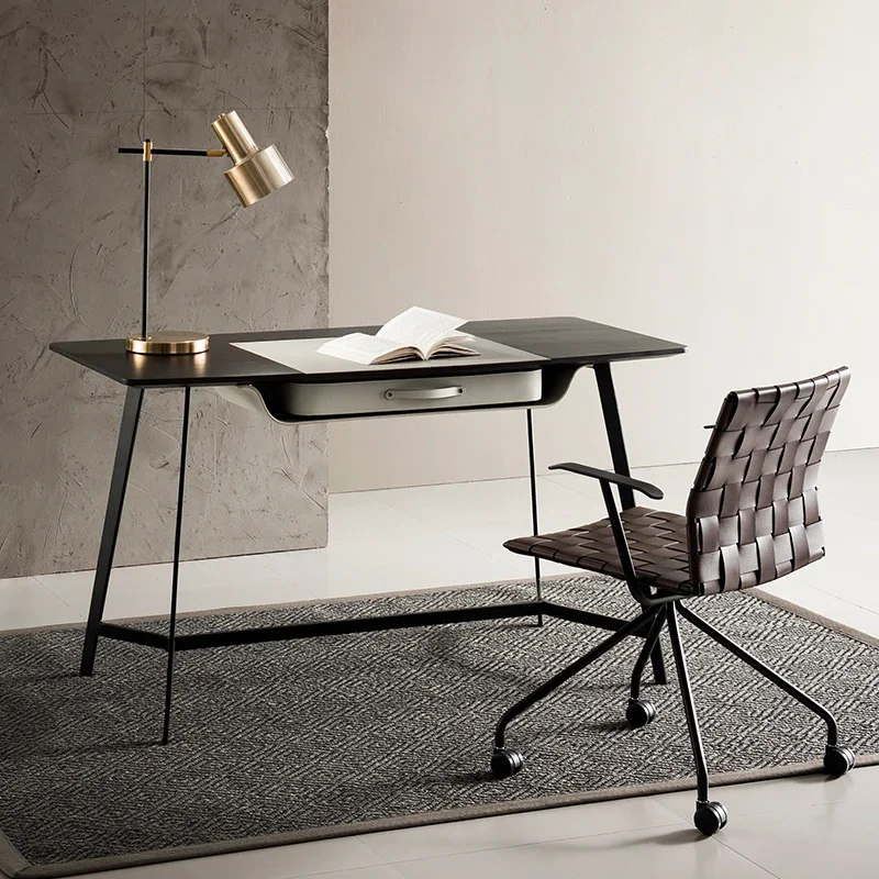 

ZItalian Minimalist Chair Home Office Computer Saddle Leather Chair Weaving Esigner Study Desk Chaises De Bureau FurnitureZ