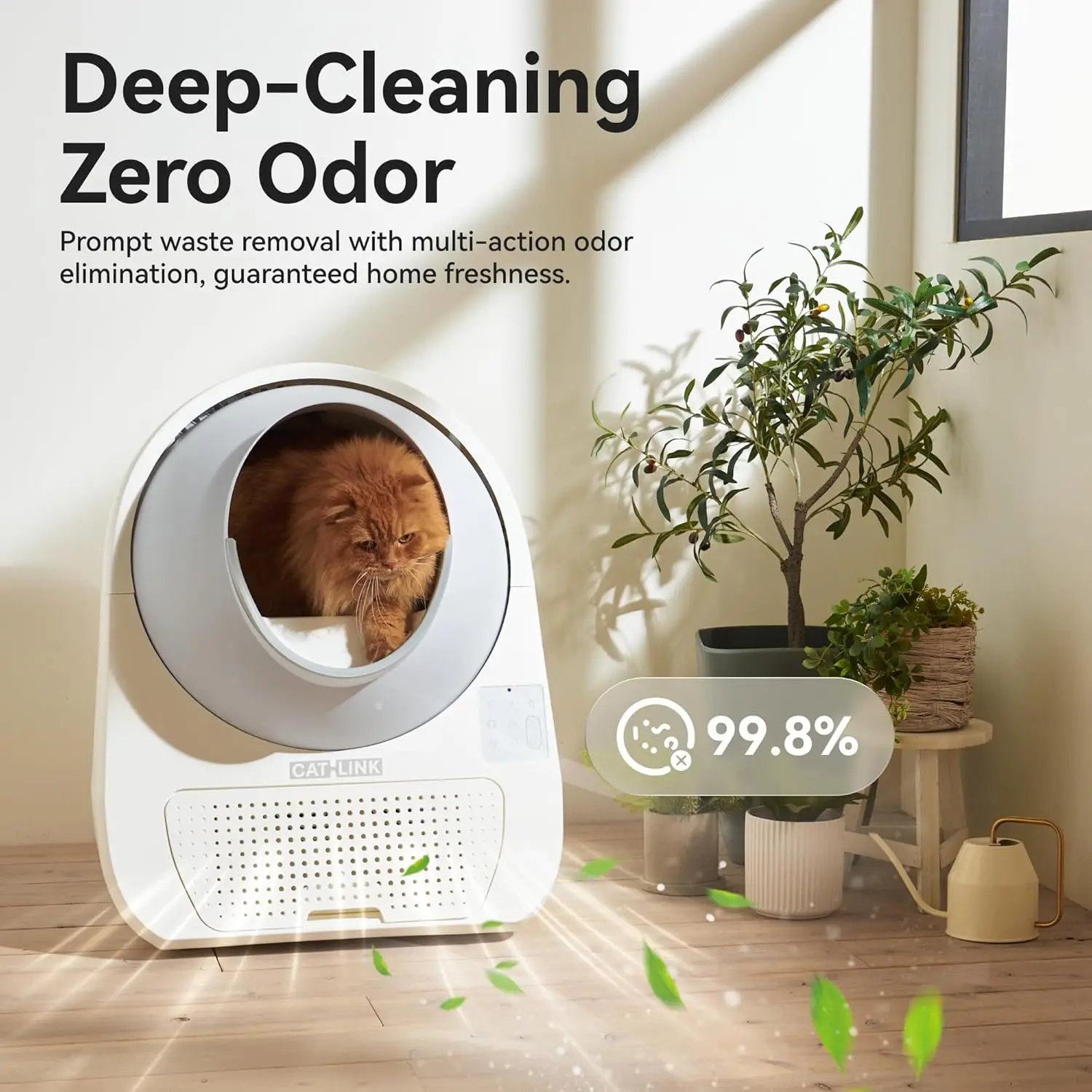 

Customized 65L Automatic Self-Cleaning Cat Litter Box, smart APP support, odor control and health monitoring fit for multi-cat