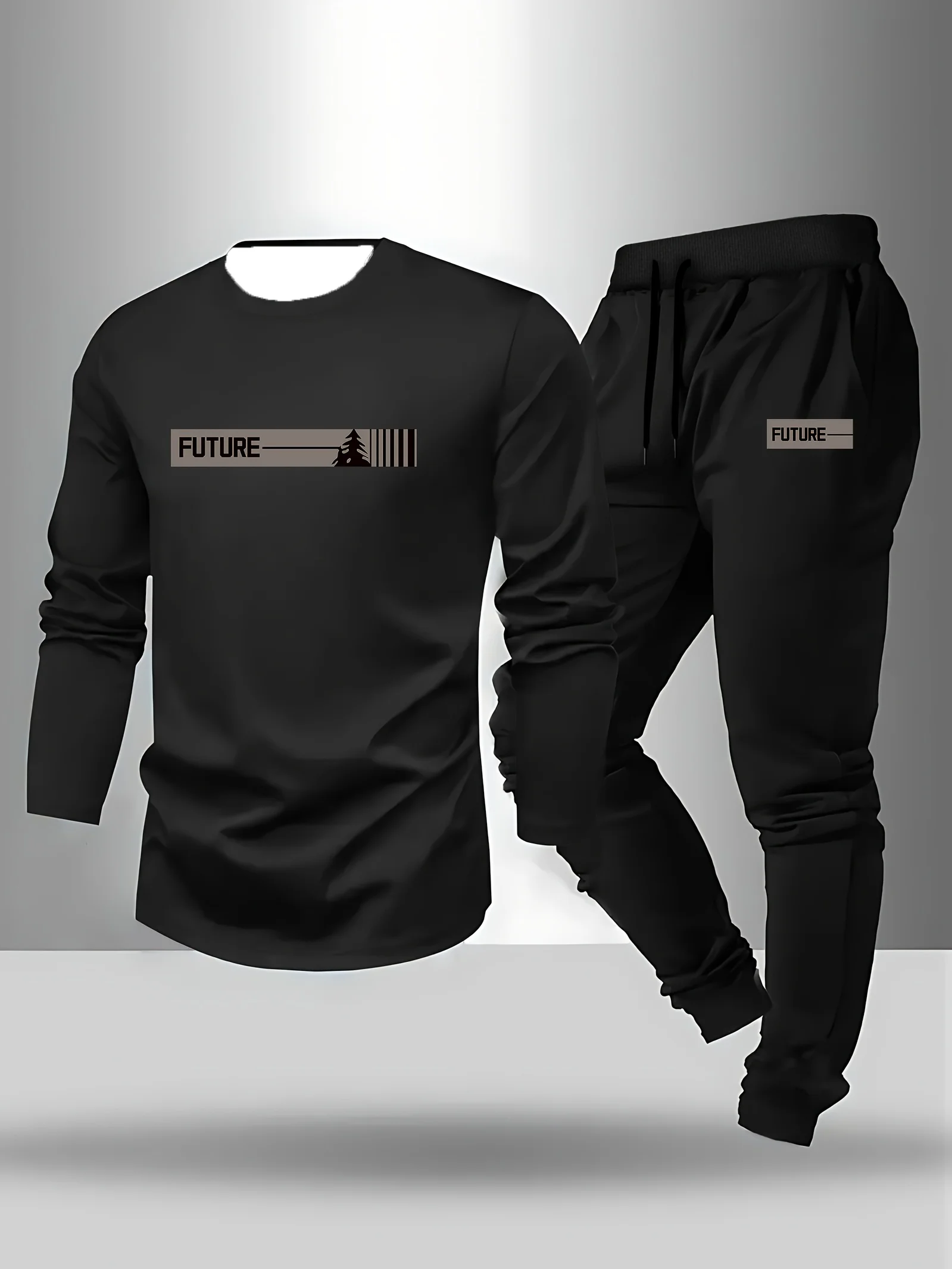 

Men's Fashionable Autumn And Winter Warm Interior With Casual Sports Long Sleeved T-shirt And Sweatpants Set For Daily Wear
