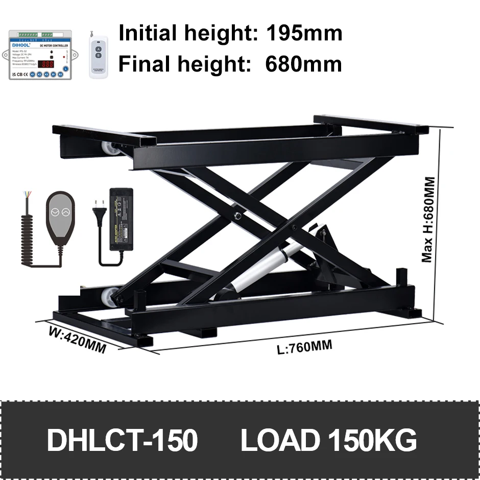 Imagem -04 - Mesa de Chá da Plataforma de Levantamento Elétrica Elevação da Altura Ajustável Controlo a Distância Movimentação do Motor Quadro do Ferro 60 kg 120 kg 150kg