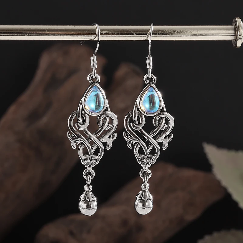 

Exquisite Colorful Moonstone Earrings Drop Shape Irish Knot Pendant Women's Fashion Elegant Wedding Banquet Jewelry Gift