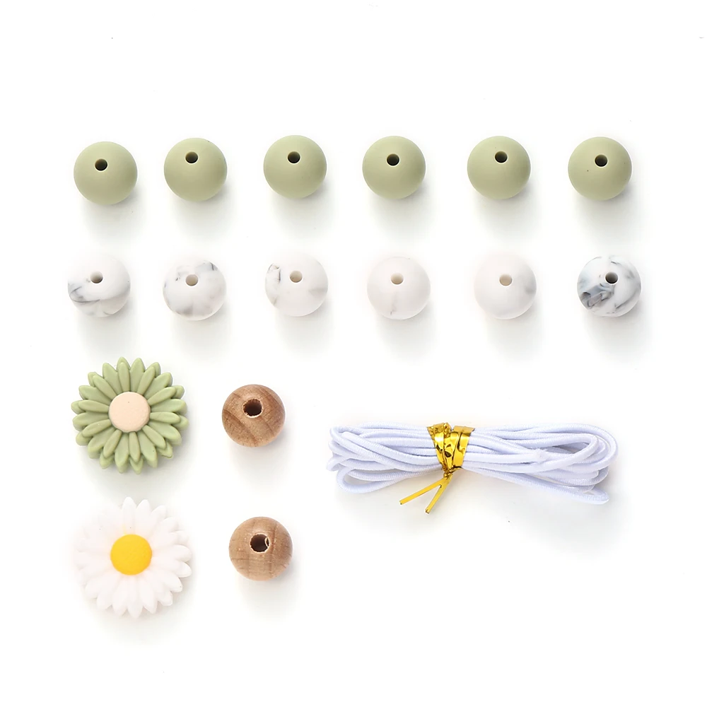 New Silicone Beads Cute Colored Sunflower Round Focal Beads Food Grade For Making DIY Bracelet Baby Nursing Teether Accessories