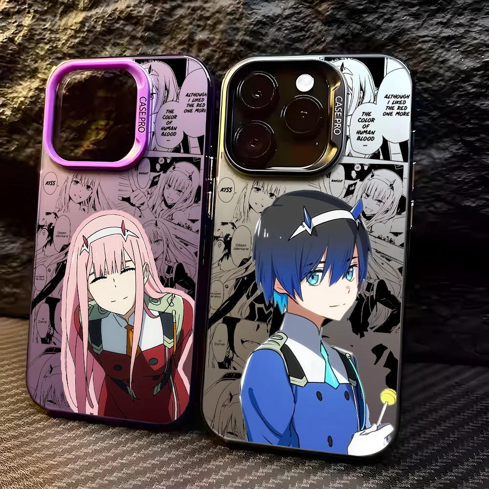 D-DARLING In F-FRANXXES Phone Case For IPhone 16 15 14 13 12 11 Pro Max Black Matte Multicolor Laser Metallic Aurora Funda