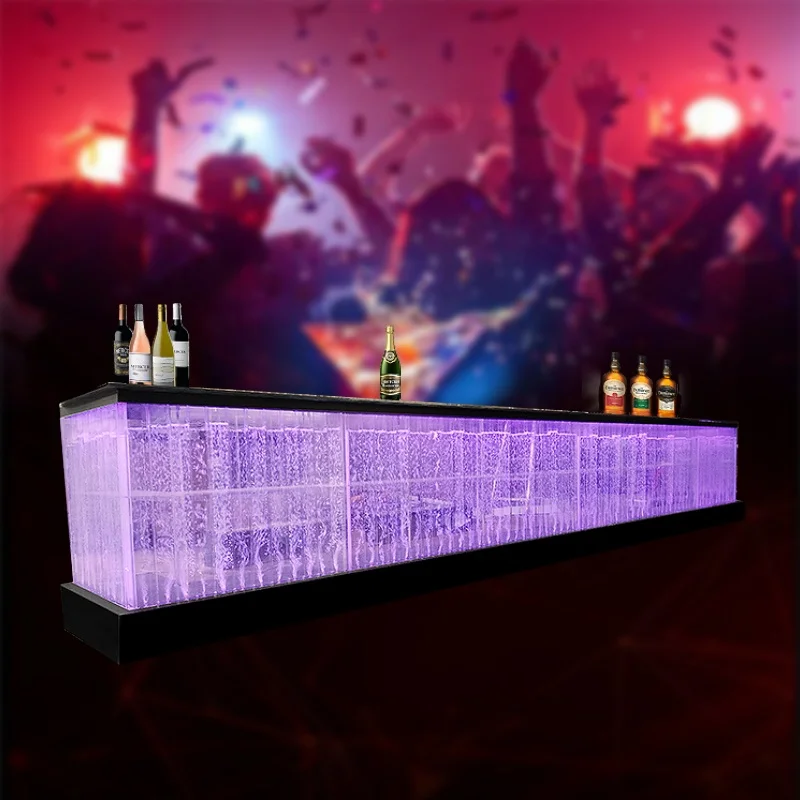 

customized.customized service counter led glowing aquarium bubble wall bar table reception counter