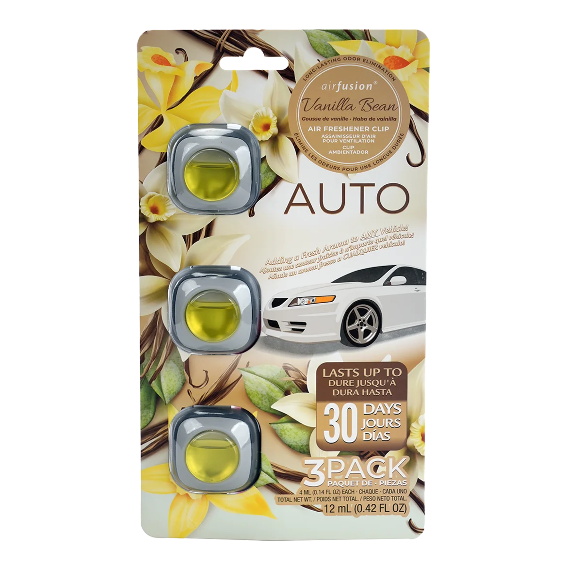 

Air Fusion Air Freshener Clip for Car Air Freshener Vent Clip Vanilla Bean Scent Odor Eliminator Up to 30 Days Car Refresher