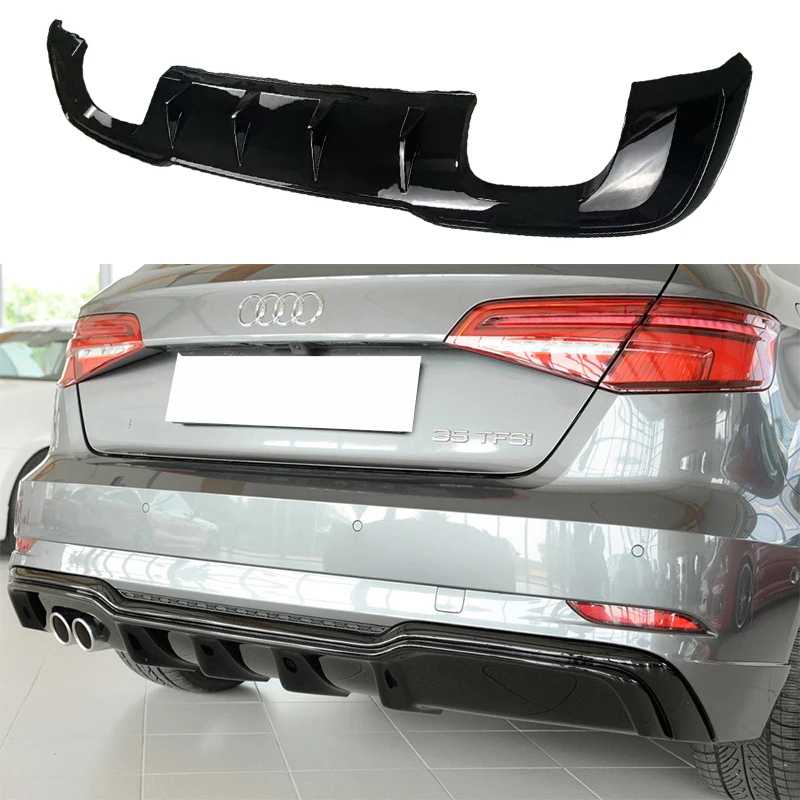 Czarny błyszczący dyfuzor tylnego zderzaka do Audi A3 S-Line S3 8V Sportback/Hatchback 2016-2020 Facelift (Nie pasuje do A3) Bodykits