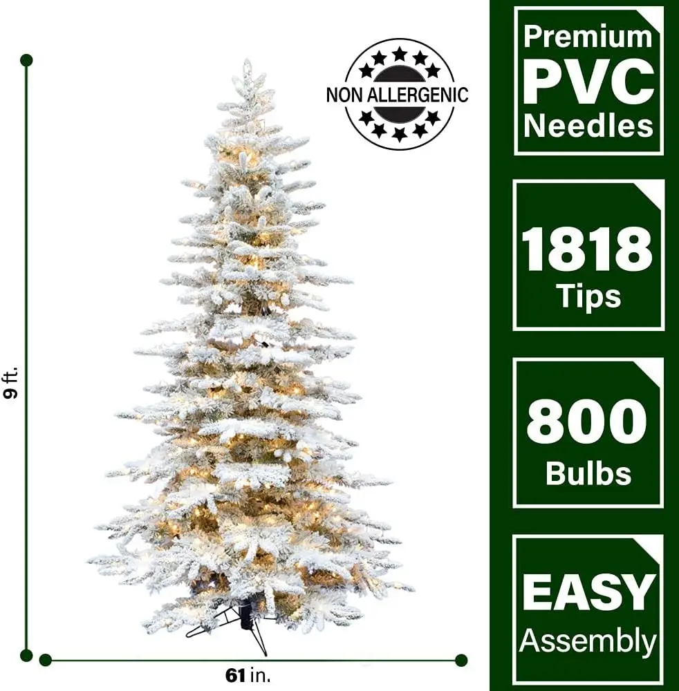 

Christmas Tree, 9 Feet Tall, Snowy Tree Includes Warm White LED Lights with Easy to Connect and Set up Features