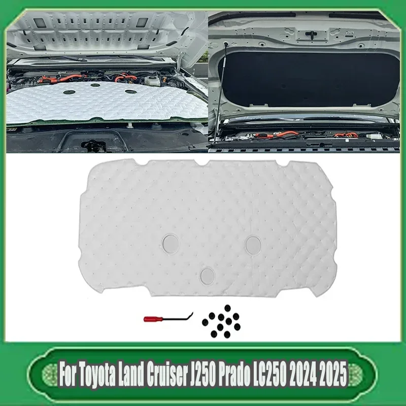 トヨタ-ランドクルーザー-j250-プラド-lc250-2024-2025-フロントエンジンフード断熱パッド-遮音・断熱マットカバー-固定バックル付き