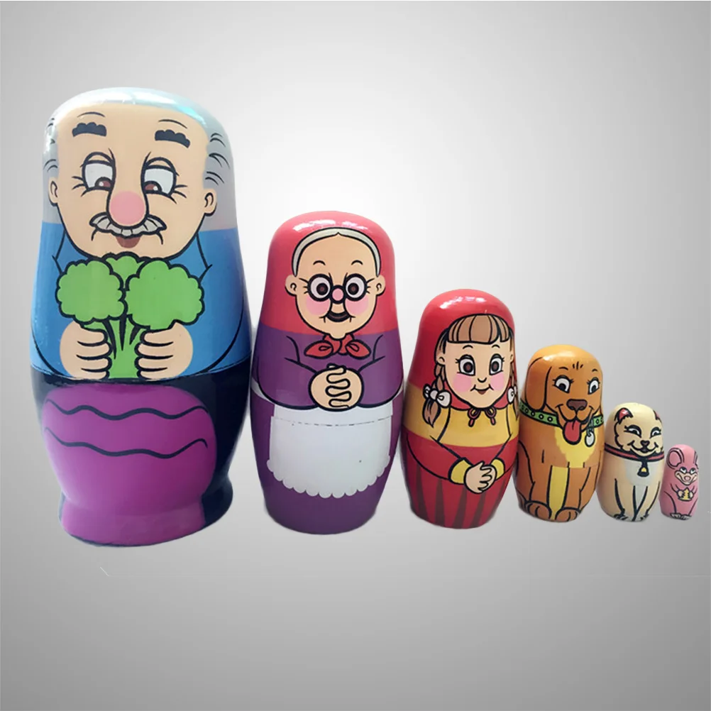 6 stuks mooie handgemaakte houten Rusland nestpoppen cadeau Russische nestelen wenspoppen cartoon Matryoshka speelgoed