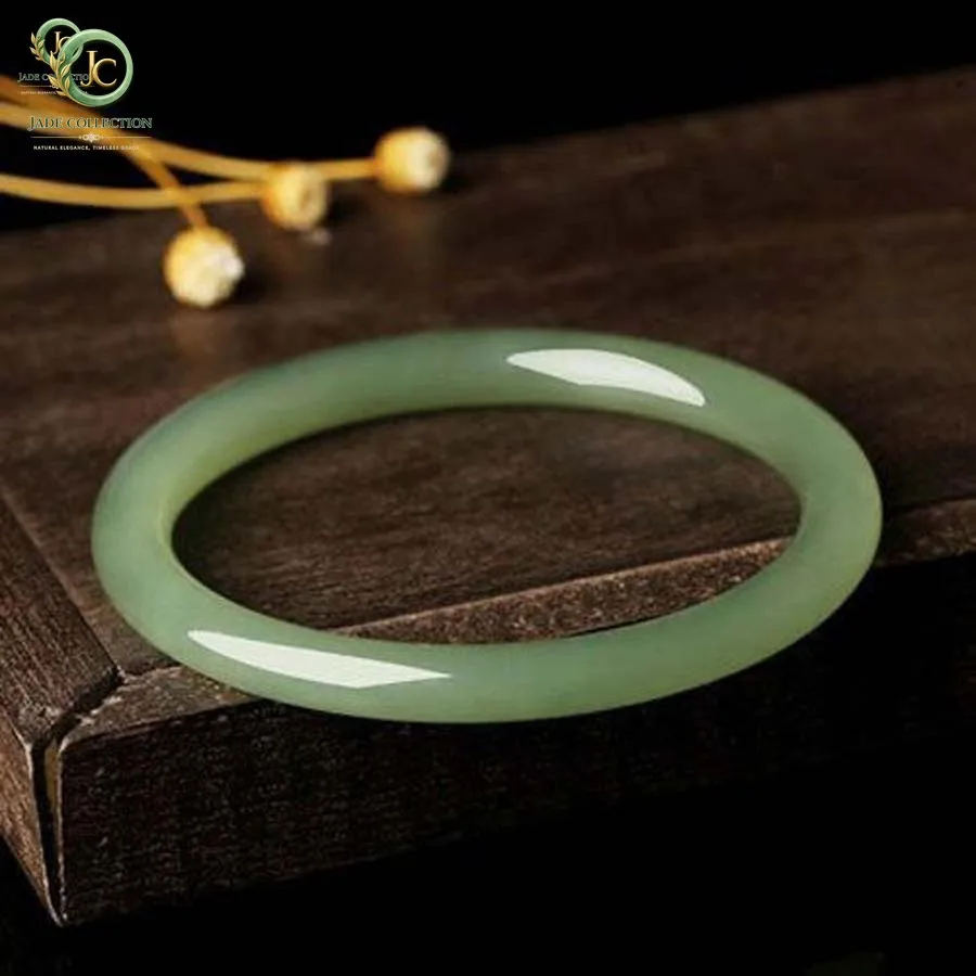 Natural Jade Bangle Women Elegant Jewelry Genuine China Nephrite Stone Green Hetian Jade Bangles For Girlfriend Mom Gifts
