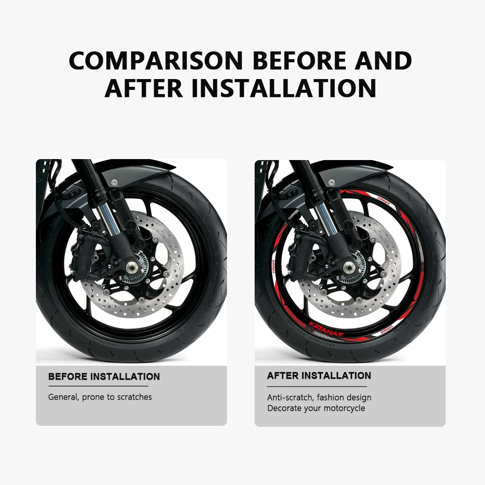 Motorcycle Wheel Sticker 17 Inch Rim Strip Tape for Suzuki Katana 1000 Katana1000 Accessories 2019-2023 Waterproof Wheel Decals