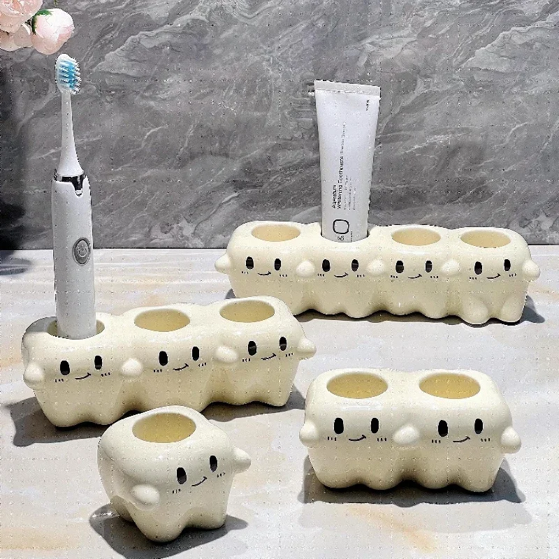 Electric Toothbrush Holder Ceramic Soft Cute Shelf Toothpaste Washstand Toothbrush Household Storage Rack Toothbrush Holder