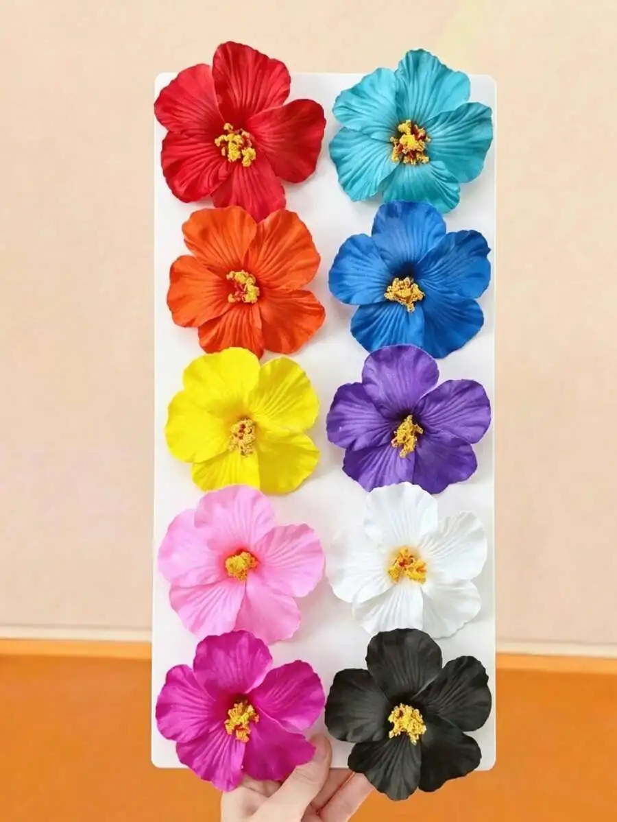 

10pcs Colorful Realistic 3D Flower Hair Clips For Women Bohemian Style Hair Accessories