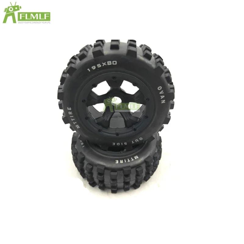 Knobby 휠 타이어 조립 키트, 1/5 HPI ROFUN BAHA ROVAN KM BAJA 5T 5SC LOSI DBXL RC 자동차 부품, 전면 195x75mm 또는 후면 195x80mm