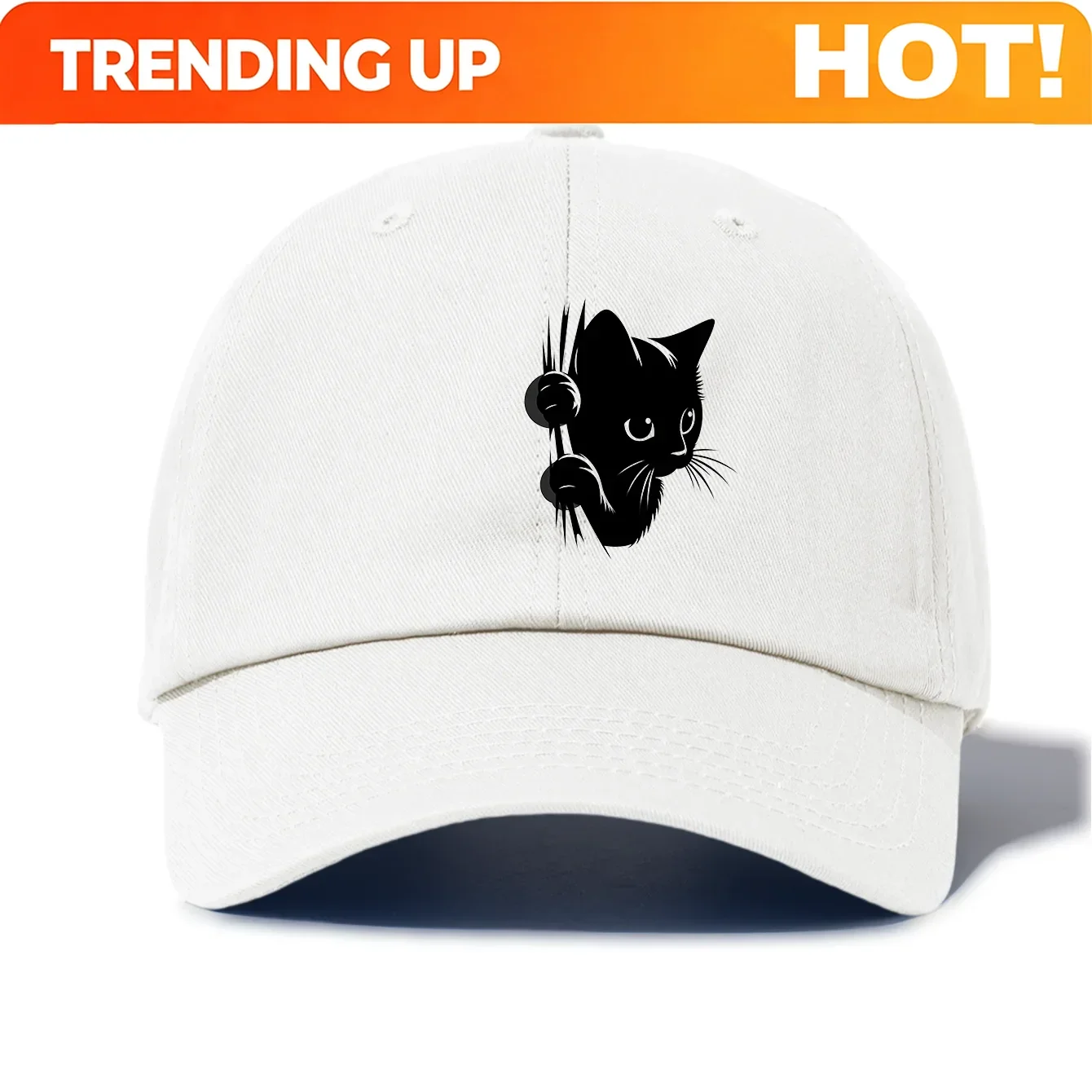 Customization Unisex Peeking Black Cat Print Baseball Cap Kawaii Animal Dad Hat Available In Multiple Retro Colors Trendy Outdoo