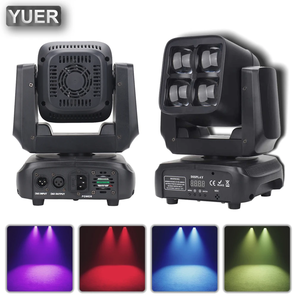 NEW YUER 4X30W RGBW 4IN1 Zoom Moving Head Light DMX512 13/15CH Wash Effect Light DJ Disco Stage Wedding Music Party Light SHWO