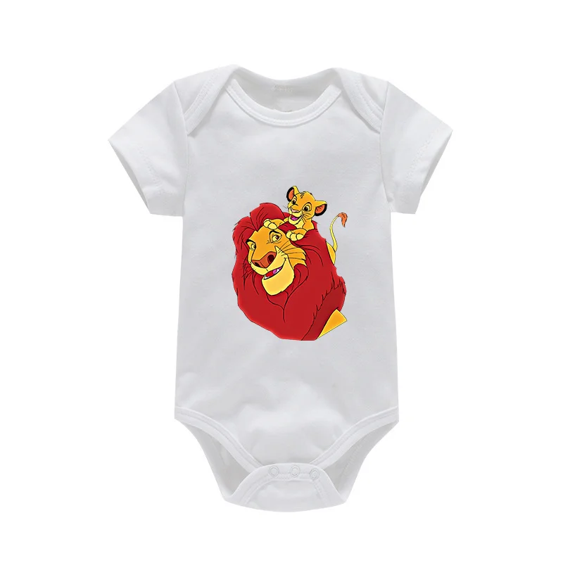 Cartoon Mufasa Lion King Simba Baby Girl Boy Clothes Black Short Sleeve Cotton Bodysuit Newborn Toddler Jumpsuit Infant Homewear