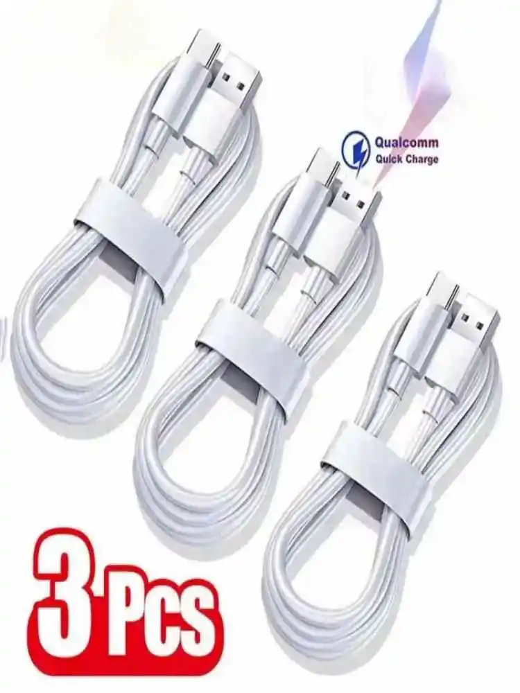 3 PCS Tipo C Cabo de dados de cabo de carregamento super rápido para Samsung Huawei Xiaomi Redmi