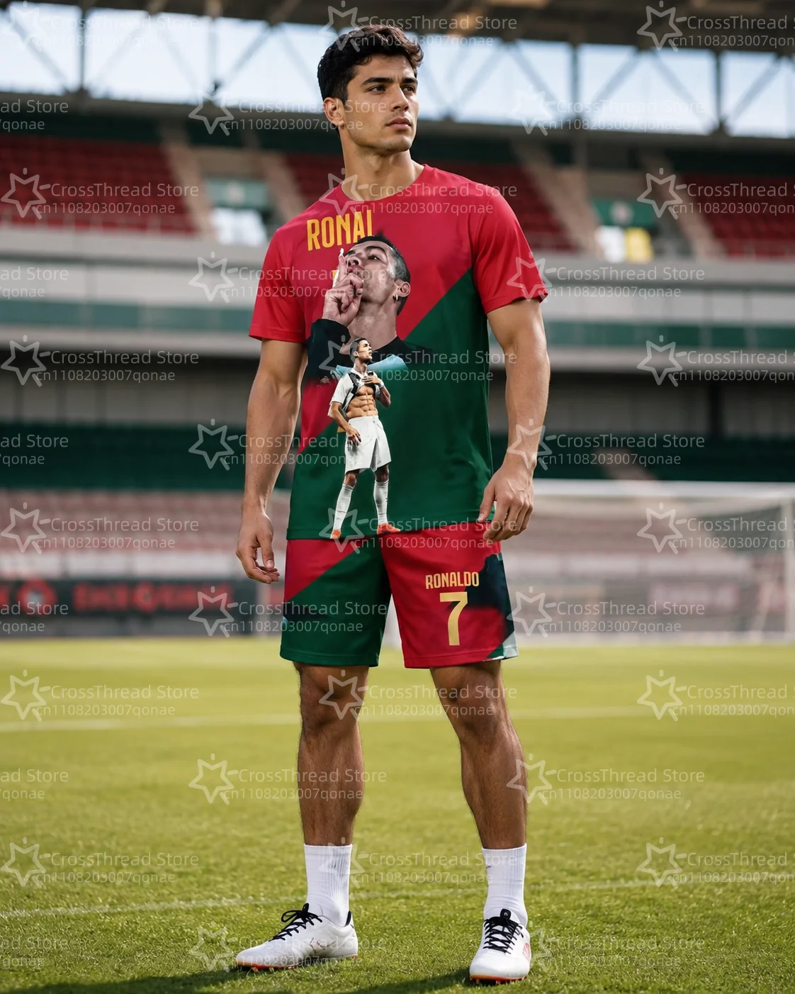 Nouvel ensemble de vêtements de sport d'été pour hommes : T-shirt rayé à manches courtes et short décontracté pour l'extérieur et l'entraînement