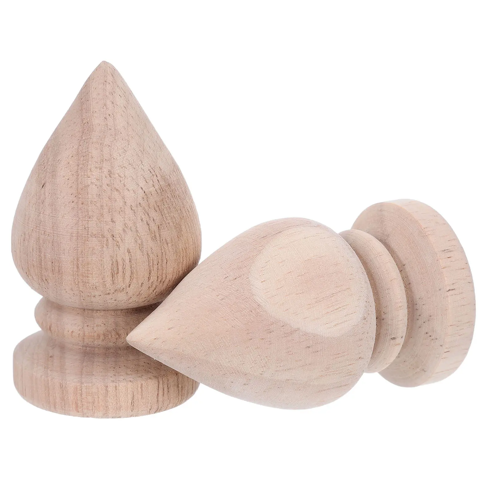 2Pcs Solid Wood Round Finials Decorative Post Caps Smooth Sanded Staircase Banister Handrail Upgrades DIY Wooden Baluster
