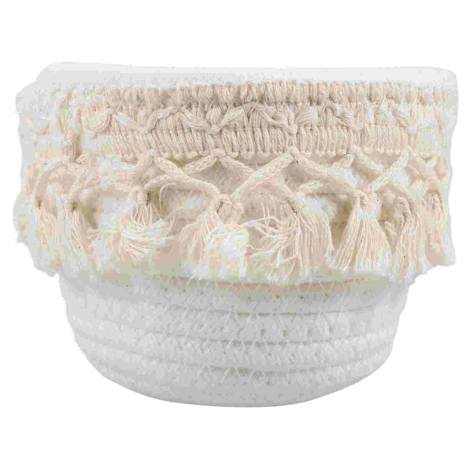 

Cotton Rope Storage Basket Bins Small Woven Desktop Manual Decorative Organizer Thread Laundry Hamper Baby Nesting Baskets for