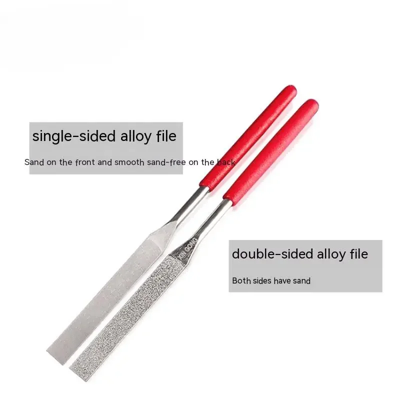 1pc Non-slip File Needle File Flat Metal Stone Grinding Plastic Handle Red Set Diamond Hot sale  tools