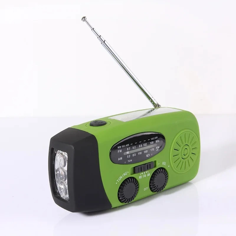 

Hand-cranked solar radio with AM/FM weather radio, outdoor camping multi-function portable USB charging