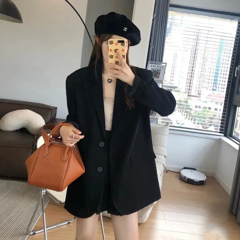 ロングブレザー女性韓国スタイルクラシックラペルダブルブレストスリムフィット春秋エレガントな作業服コートアウタートレンディOL