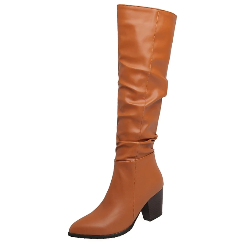 

Women's Knee High Boots New 2025 Autumn Winter Shoes Black White Block Heels Long Boot Ladies Party Footwear Shoes Large Size 52