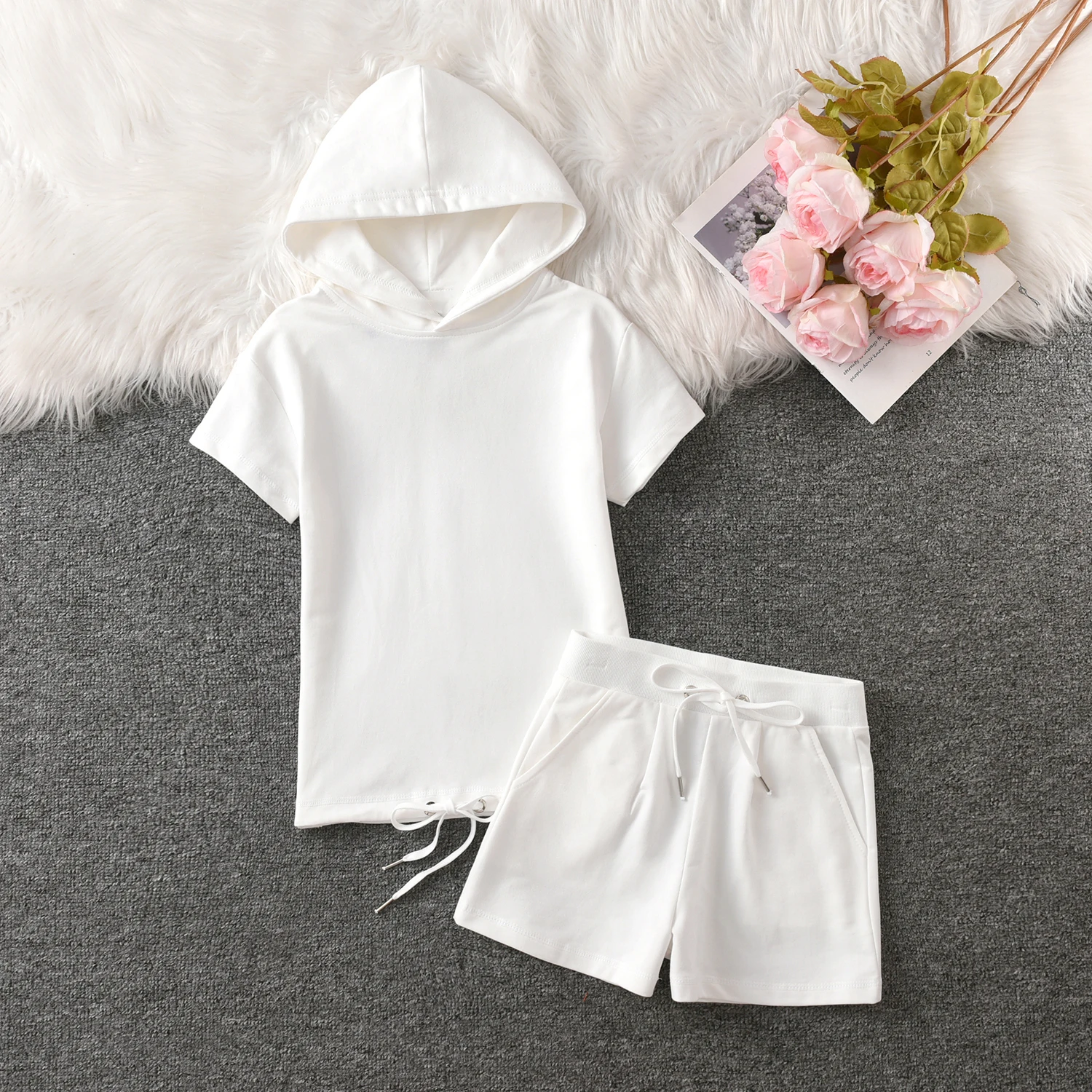 

Y2k Summer Women's Hoodie Short Sleeved 2-piece Set+Women's Shorts 2-piece Set Women's Tracksuit Set
