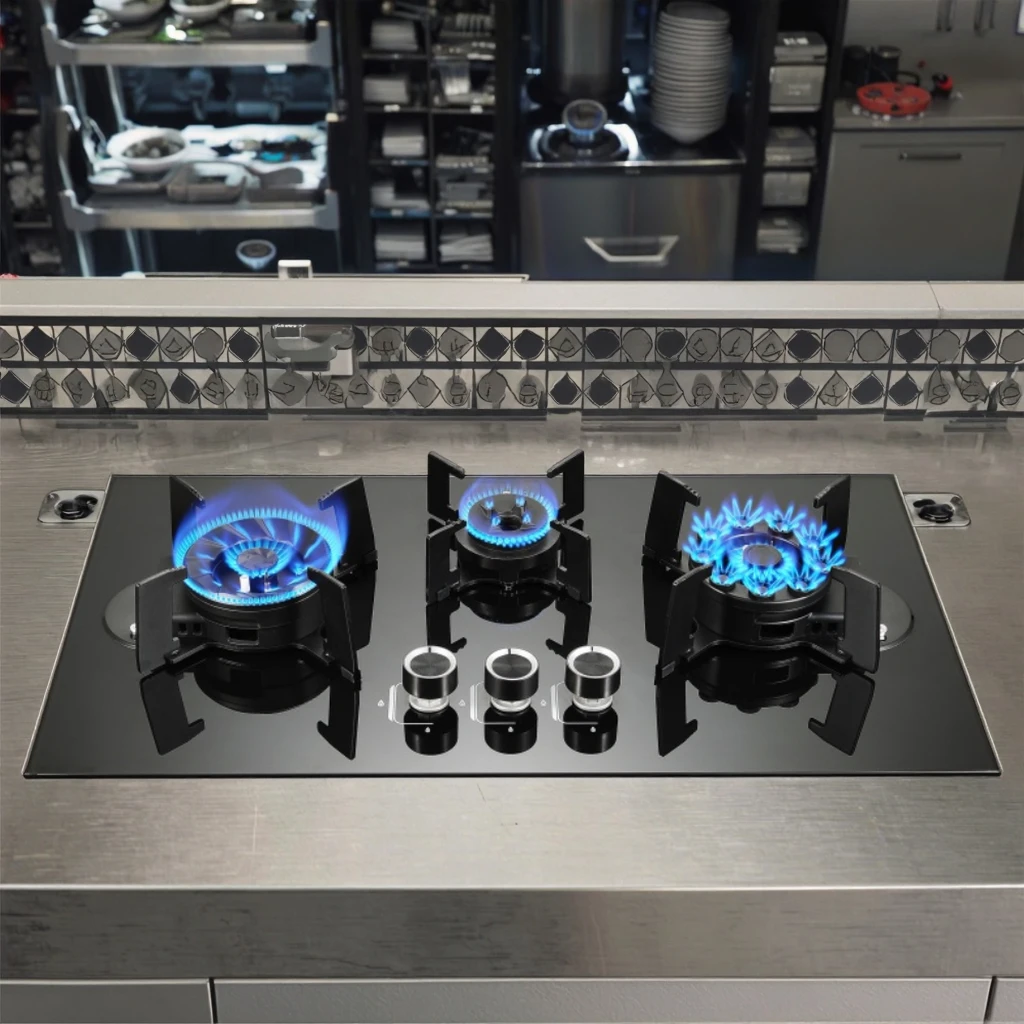 

Wholesale New 3 Burner Tempered Glass Gas Stove with Flame Failure Device for Home